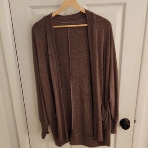 Cozy Brown Open-Front Cardigan